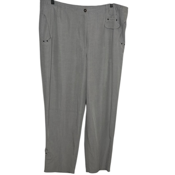 Jamie Sadock Grey Linen Tapered Leg Golf Pants Women Size 18 - Picture 1 of 7